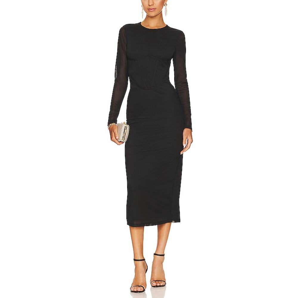 Bardot Sheer Black Sensei Mesh Midi Dress Size XS